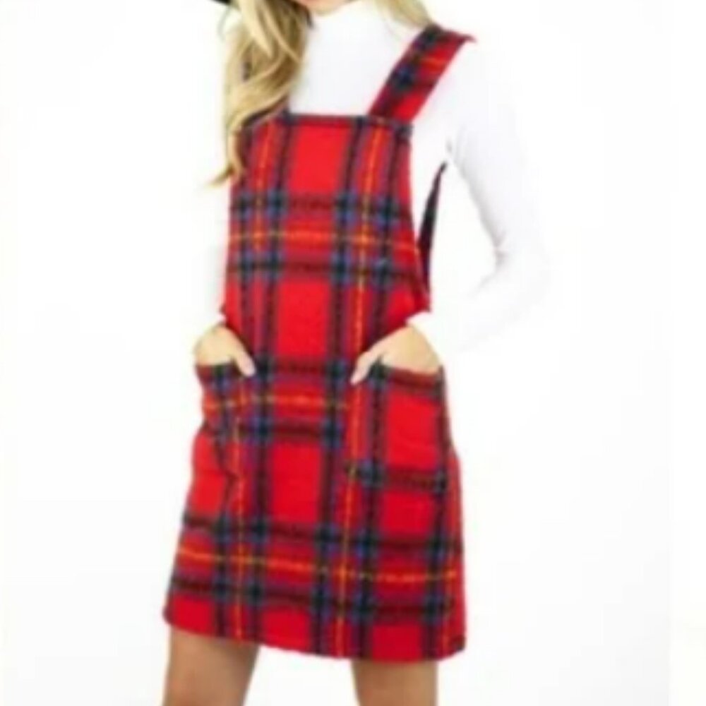 Judith March red plaid Skirtall